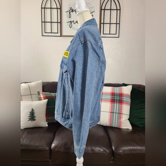 Vintage 1990's Planet Mars M&M's Long Sleeve Blue Denim Jean Jacket Size S Retro - Picture 5 of 9